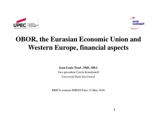 OBOR, the Eurasian Economic Union and Western Europe, financial aspects