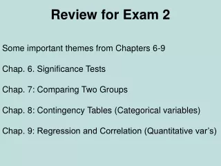 Review for Exam 2