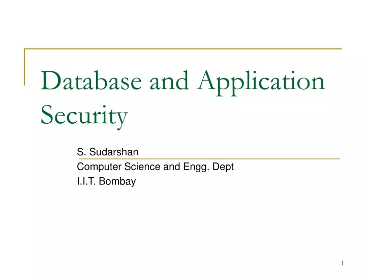 database and application security