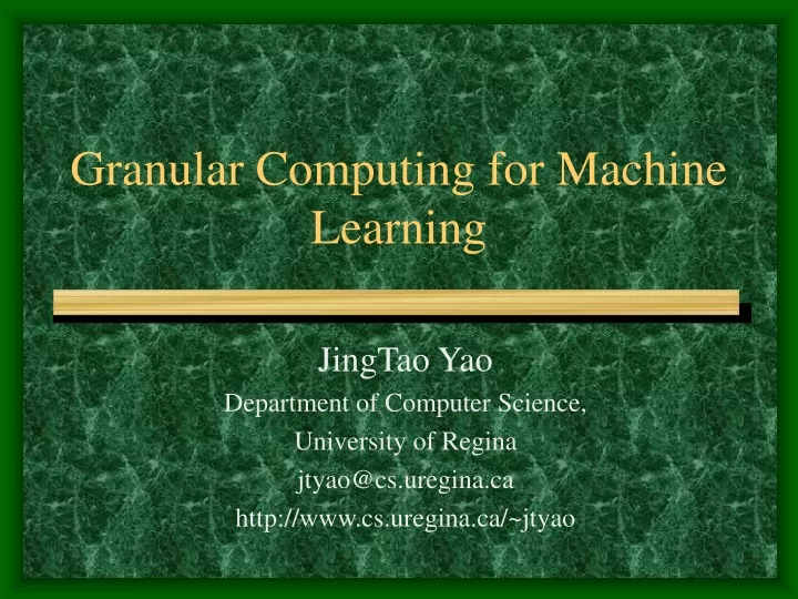 granular computing for machine learning