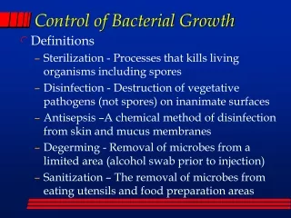 Control of Bacterial Growth