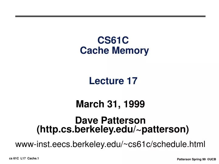 cs61c cache memory lecture 17