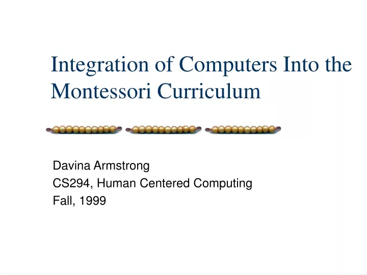 integration of computers into the montessori curriculum