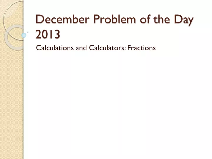 december problem of the day 2013