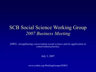 SCB Social Science Working Group 2007 Business Meeting