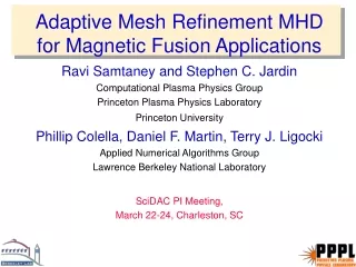 Adaptive Mesh Refinement MHD for Magnetic Fusion Applications