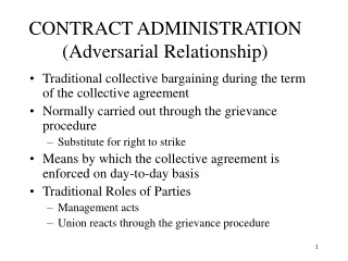 CONTRACT ADMINISTRATION (Adversarial Relationship)