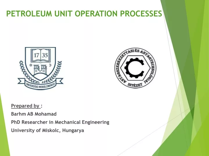 petroleum unit operation processes