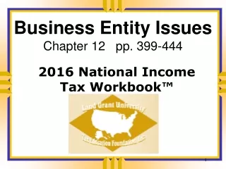 Business Entity Issues Chapter 12   pp. 399-444
