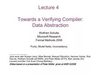 Lecture 4 Towards a Verifying Compiler:  Data Abstraction