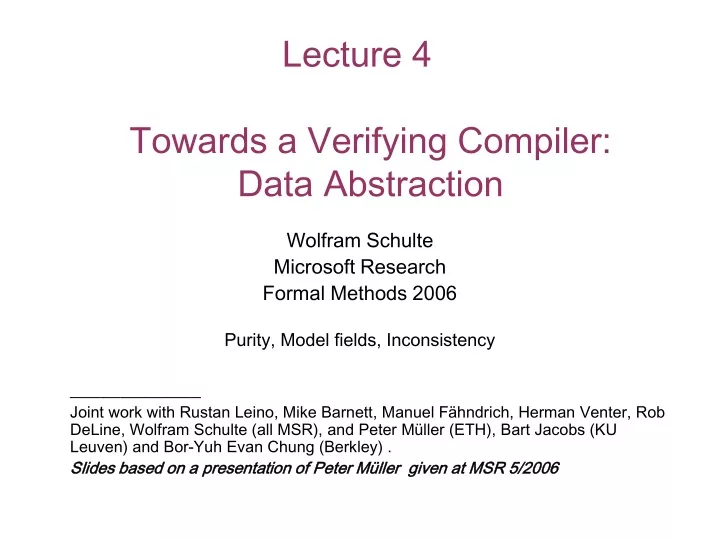 lecture 4 towards a verifying compiler data abstraction