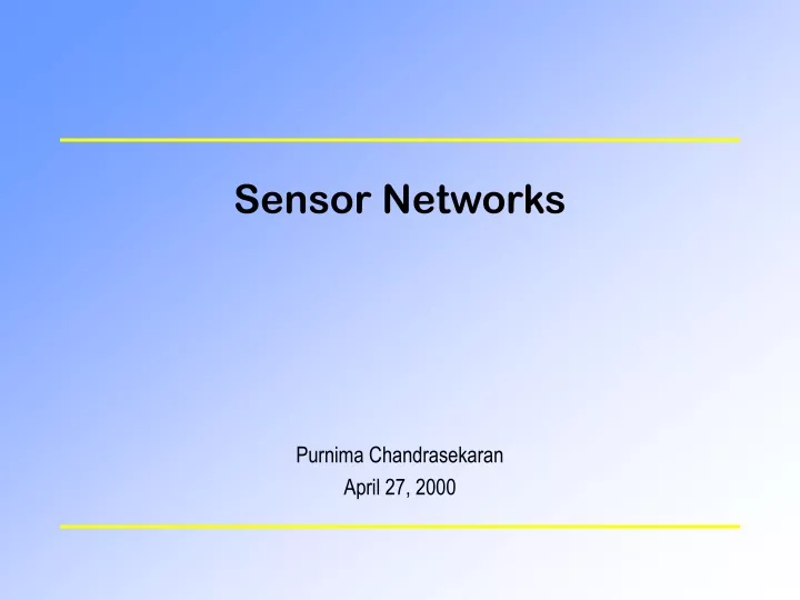 sensor networks