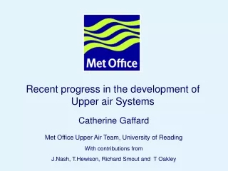 Recent progress in the development of Upper air Systems