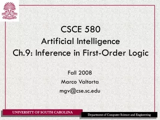 CSCE 580 Artificial Intelligence Ch.9: Inference in First-Order Logic