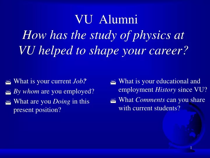 vu alumni how has the study of physics