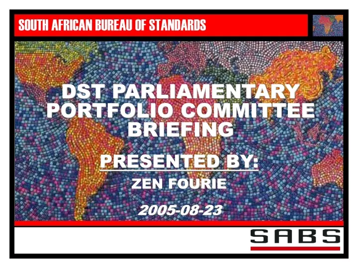 dst parliamentary portfolio committee briefing