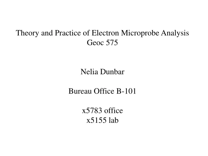 theory and practice of electron microprobe