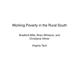 Working Poverty in the Rural South