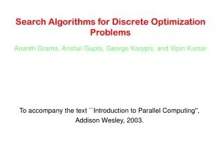 Search Algorithms for Discrete Optimization Problems