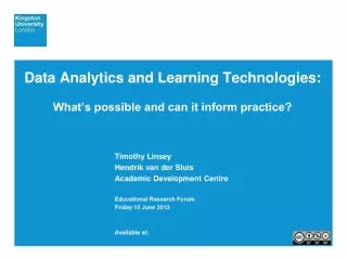 Data Analytics and Learning Technologies: What’s possible and can it inform practice?