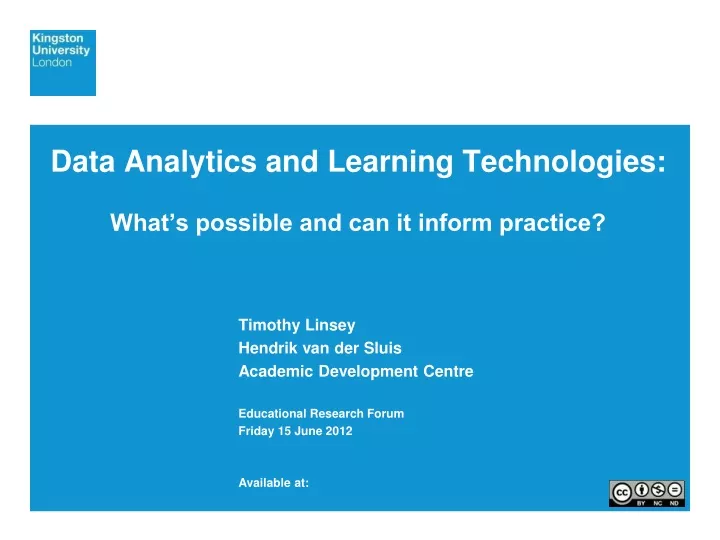 data analytics and learning technologies what s possible and can it inform practice