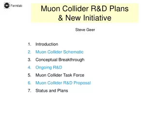 Muon Collider R&amp;D Plans &amp; New Initiative