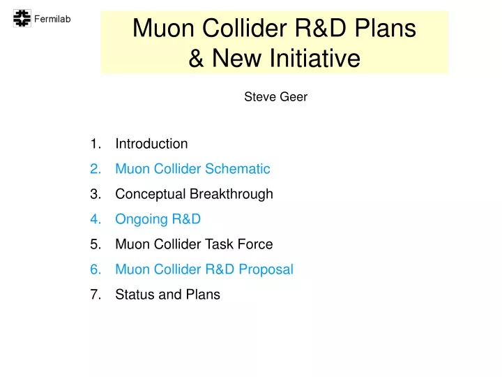 muon collider r d plans new initiative