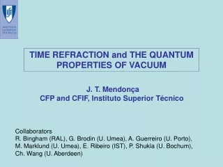 TIME REFRACTION and THE QUANTUM PROPERTIES OF VACUUM