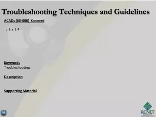 ACADs (08-006)  Covered Keywords Troubleshooting Description Supporting Material