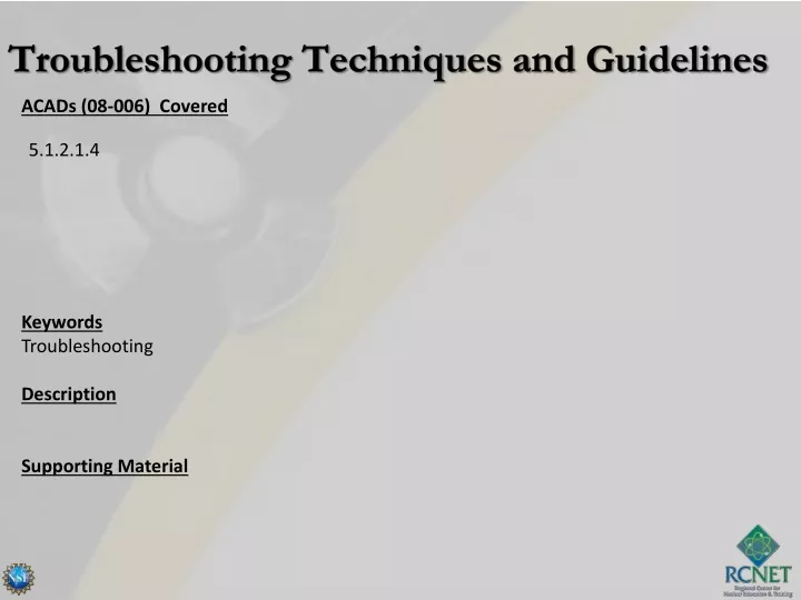 troubleshooting techniques and guidelines
