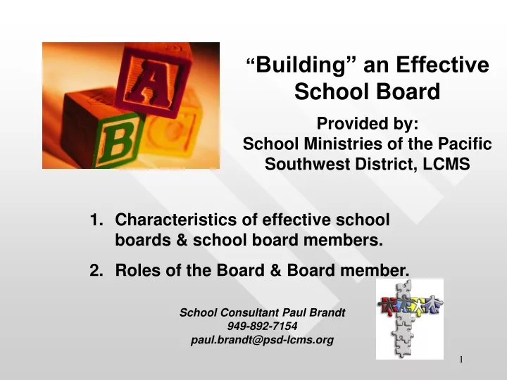 building an effective school board provided