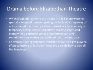 Drama before Elizabethan Theatre