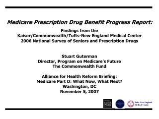 Medicare Prescription Drug Benefit Progress Report: Findings from the