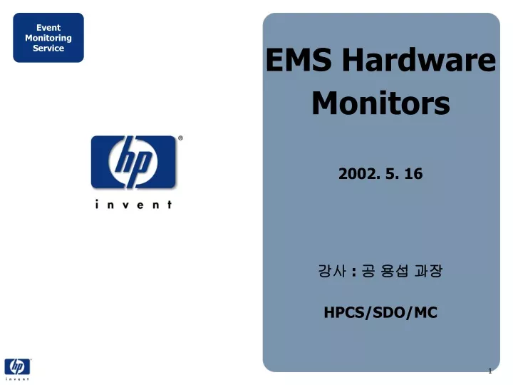 ems hardware monitors 2002 5 16 hpcs sdo mc