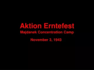 Aktion Erntefest Majdanek Concentration Camp November  3, 1943