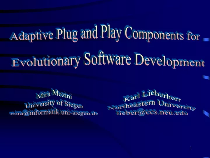 adaptive plug and play components for