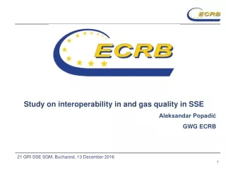 Study  on interoperability  in and gas quality in SSE Aleksandar Popadić GWG ECRB