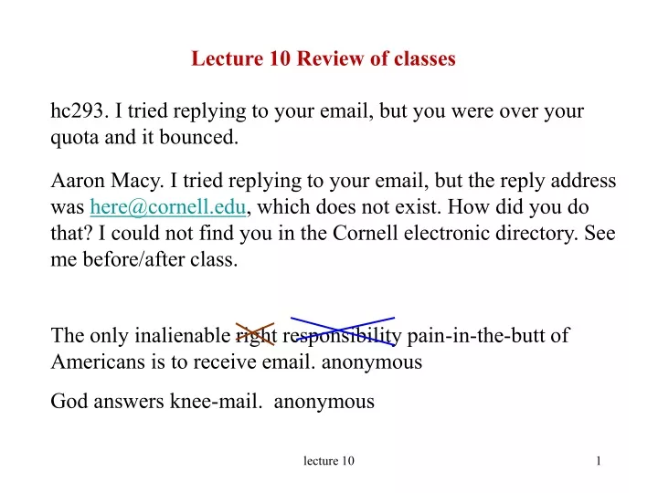 lecture 10 review of classes