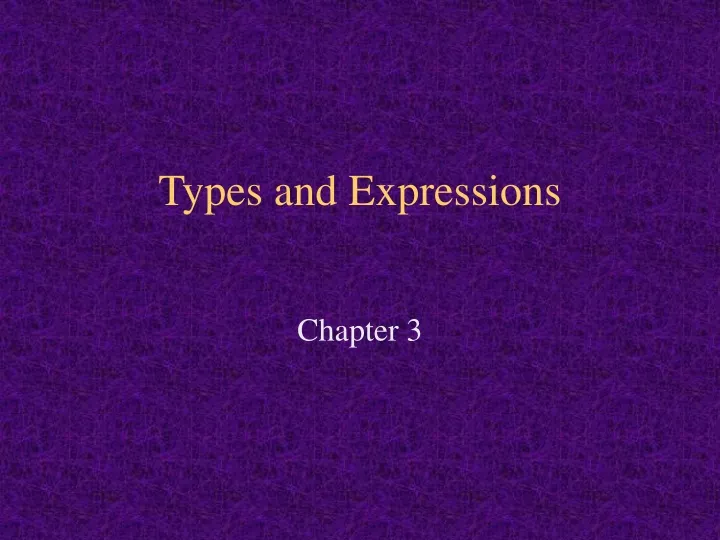 types and expressions