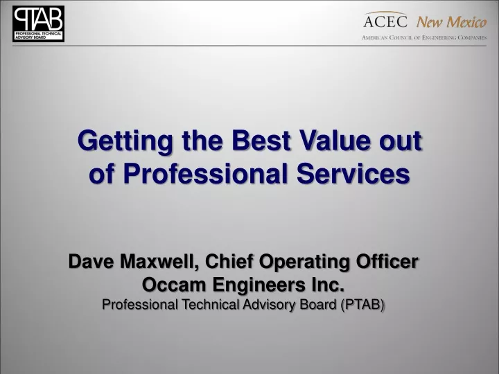 getting the best value out of professional services
