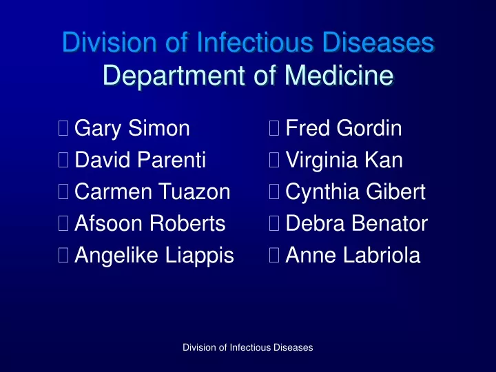 division of infectious diseases department of medicine