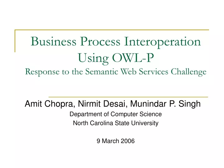 business process interoperation using owl p response to the semantic web services challenge