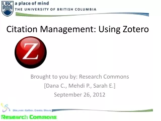 Citation Management: Using Zotero