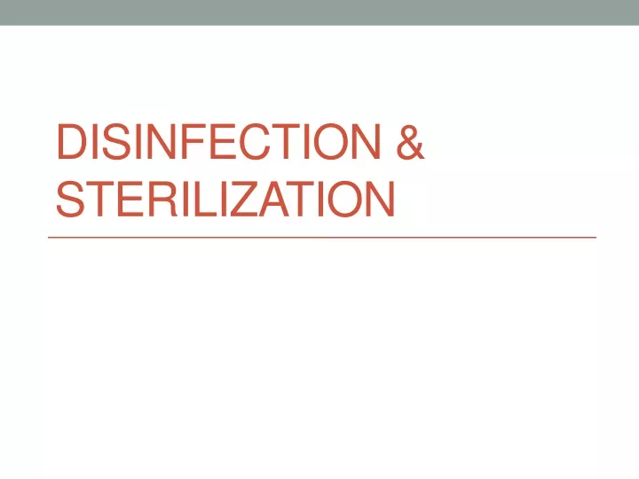 disinfection sterilization