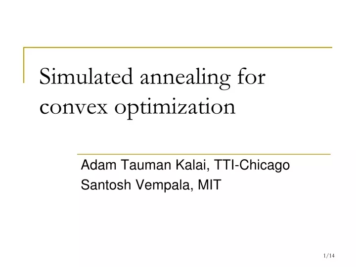 simulated annealing for convex optimization