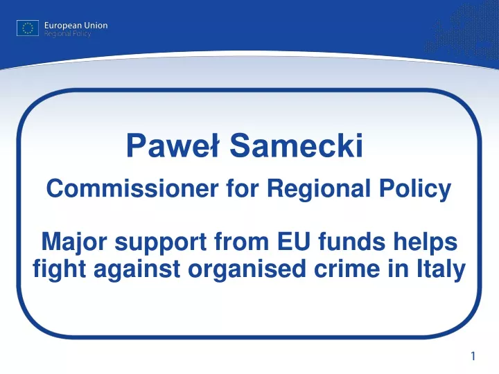 pawe samecki commissioner for regional policy
