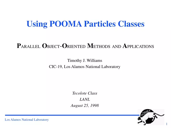 using pooma particles classes
