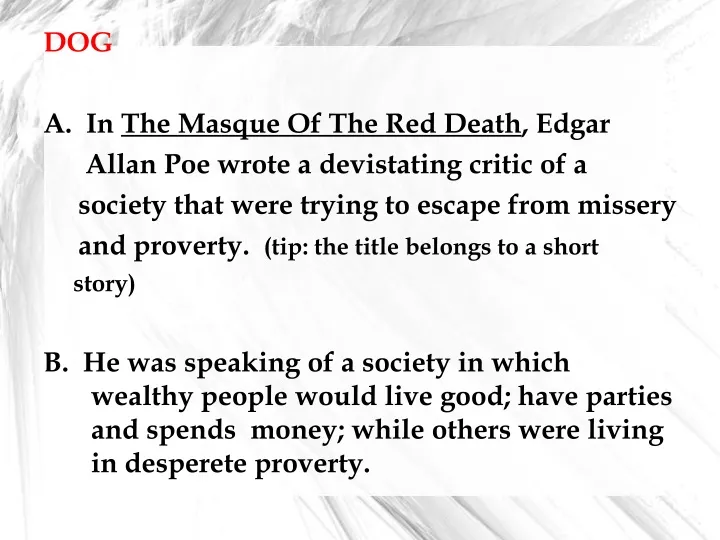dog a in the masque of the red death edgar allan