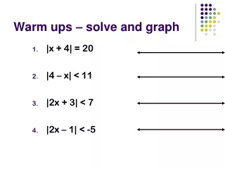 Warm ups – solve and graph