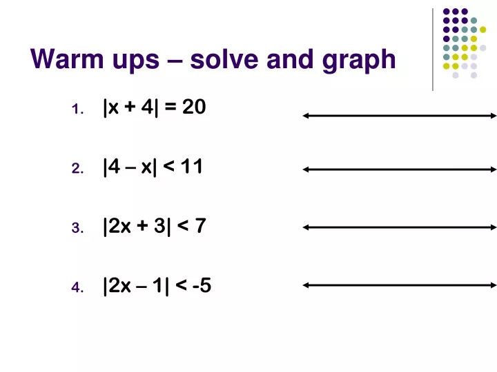 warm ups solve and graph